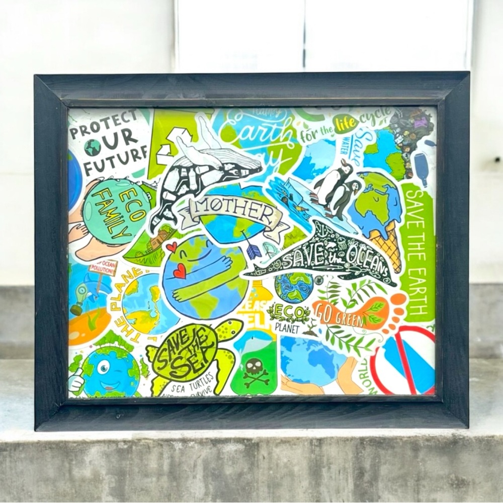 LOVE MOTHER EARTH Handcrafted Collage Wall Art